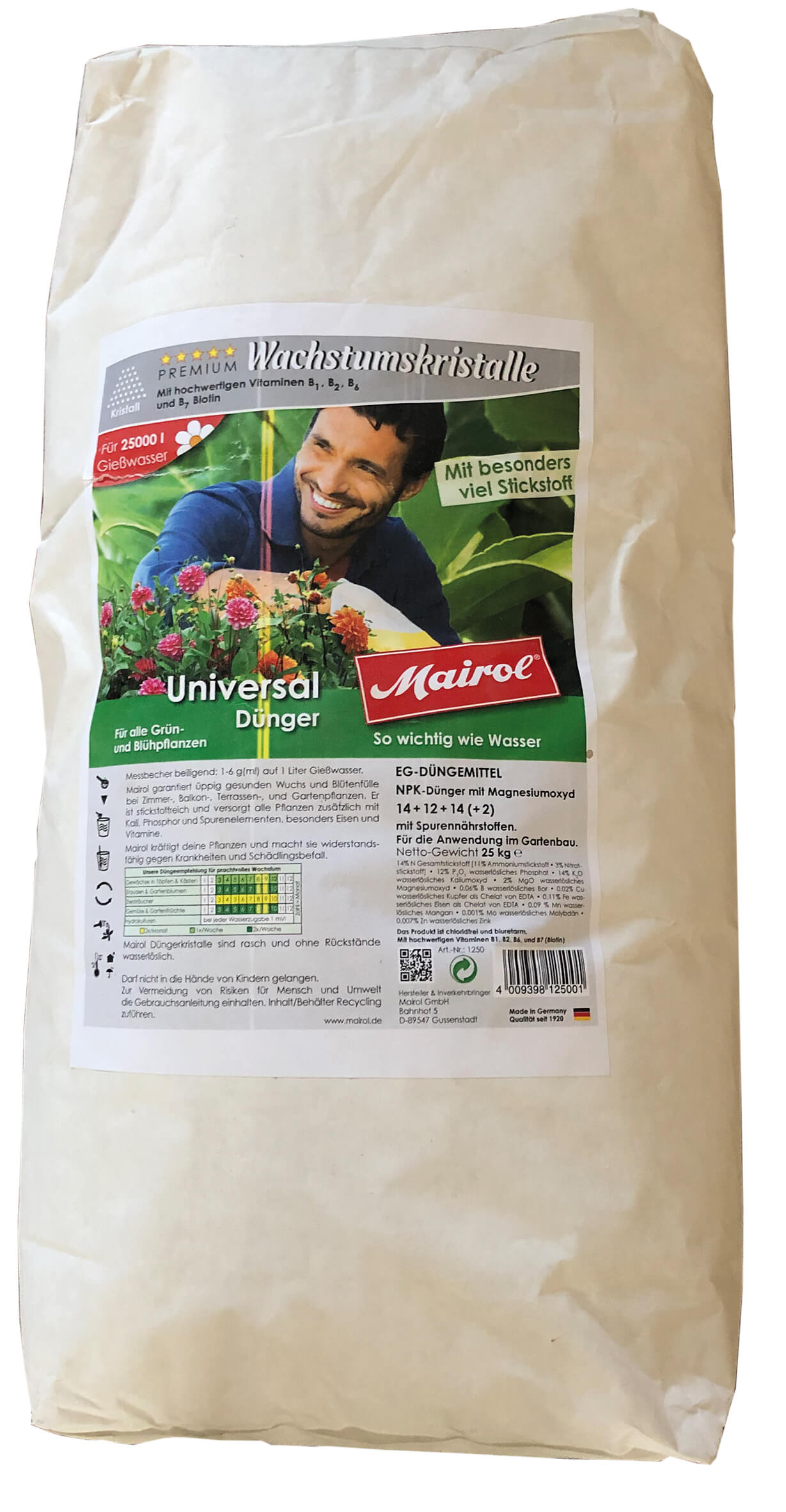 Universaldünger-Salz MAIROL, 1 KG Dose oder Beutel reicht für 1000 Liter Gießwasser